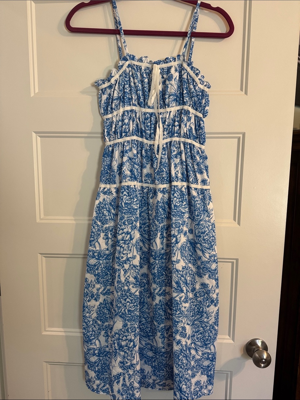 Simply Southern Blue and White Floral Tiered Dress